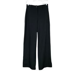 New Bershka Wide Leg Pants Black High Rise Trousers Women's US 4